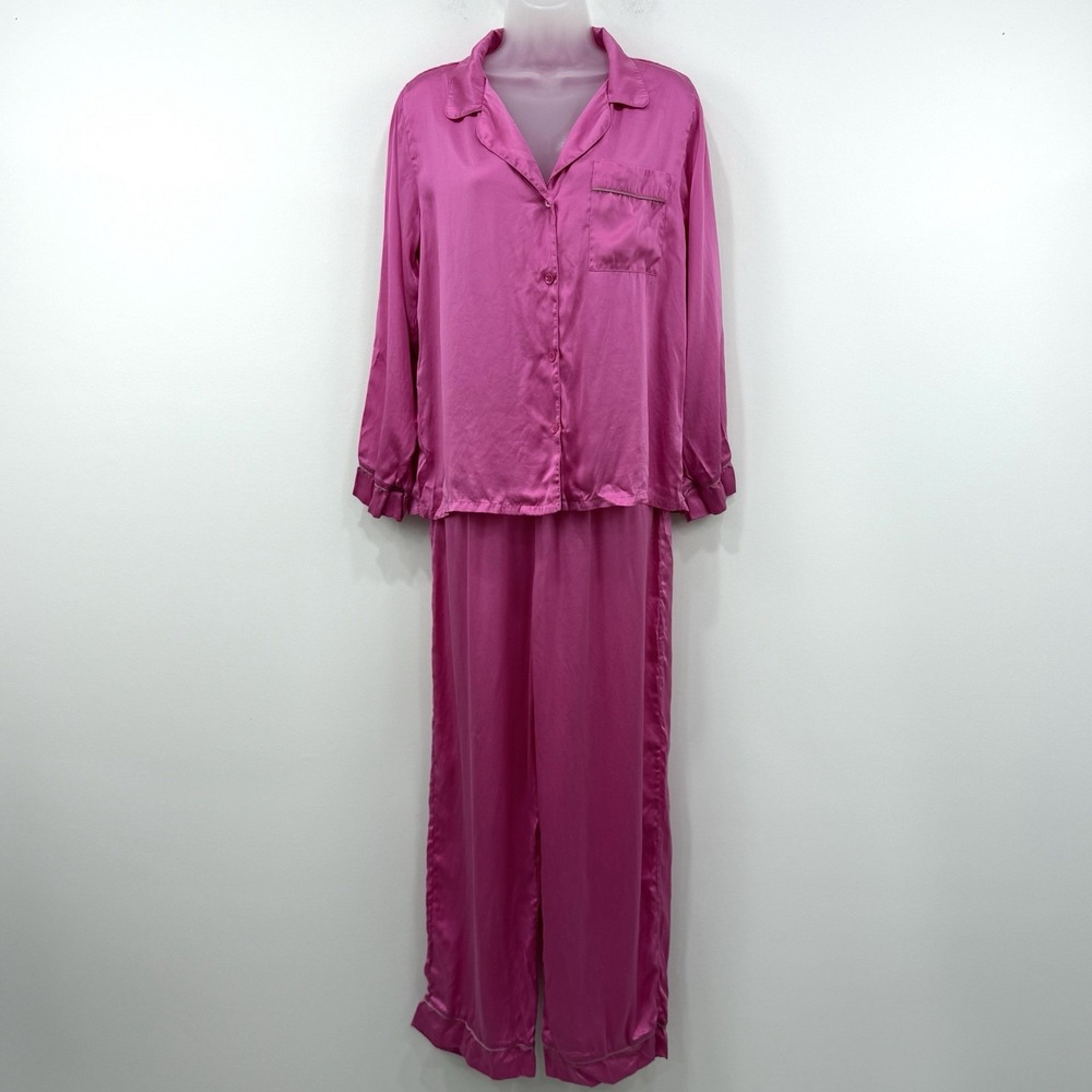 Eberjey Inez Washable Silk Pajama Set Top Pants S Pink Quiet Luxury Breathable